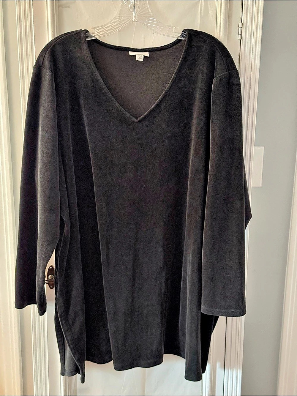 J Jill Pure Jill Black V-Neck Velour Tunic Size 3X